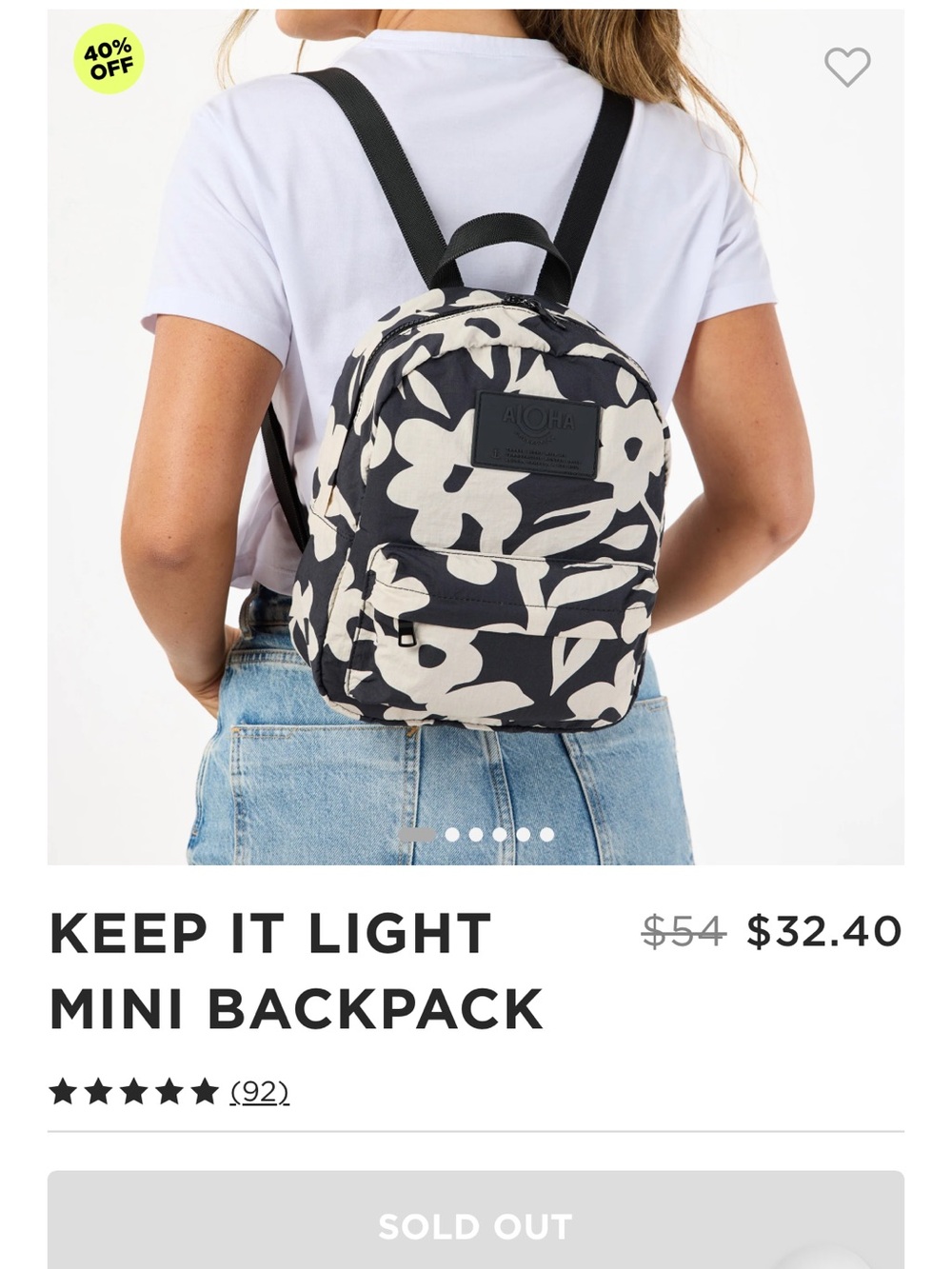 ALOHA Collection Fall flowers mini backpack in Black & sandstone